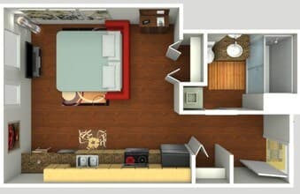 Studio - 439 sqft 309 floor plan