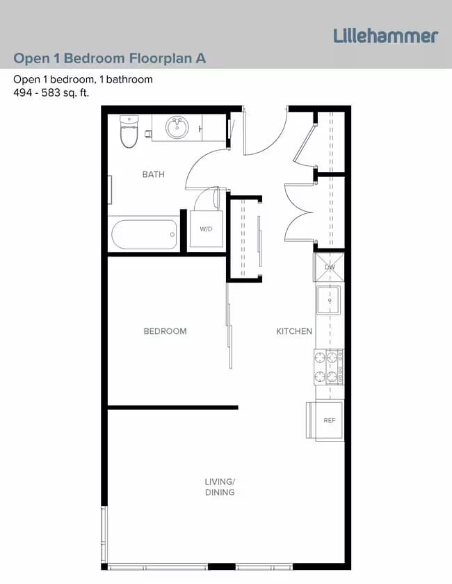 Open 1 Bedroom A 316 floor plan