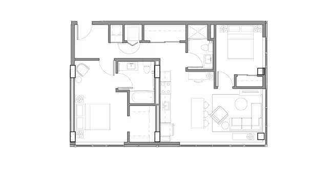2 Bedroom 1 Bath 0523 floor plan