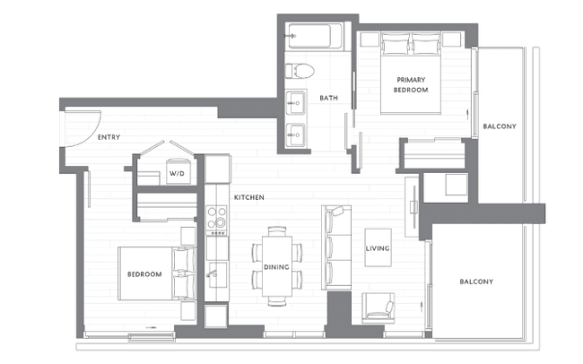 2 Bedroom 1 Bath B1 MFTE S-0402 floor plan