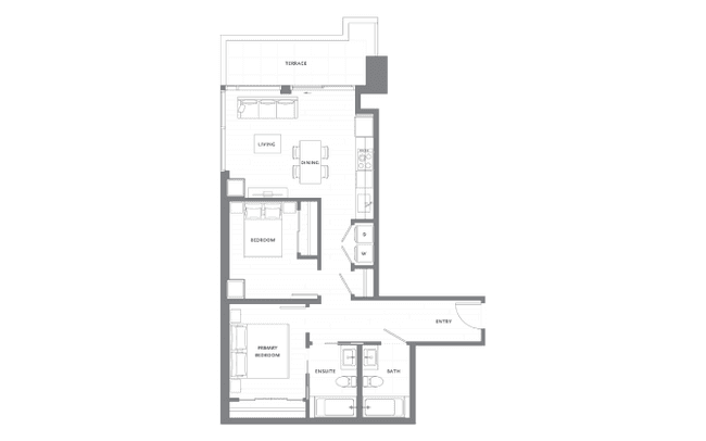 2 Bedroom 1 Bath B2 MFTE N-1312 floor plan