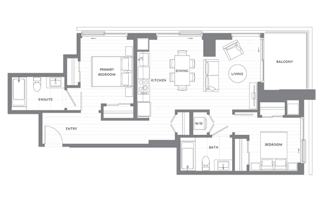2 Bedroom 2 Bath B10 MFTE S-1802 floor plan