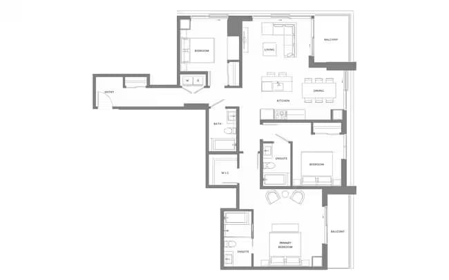 3 Bedroom 3 Bath C3 N-3108 floor plan