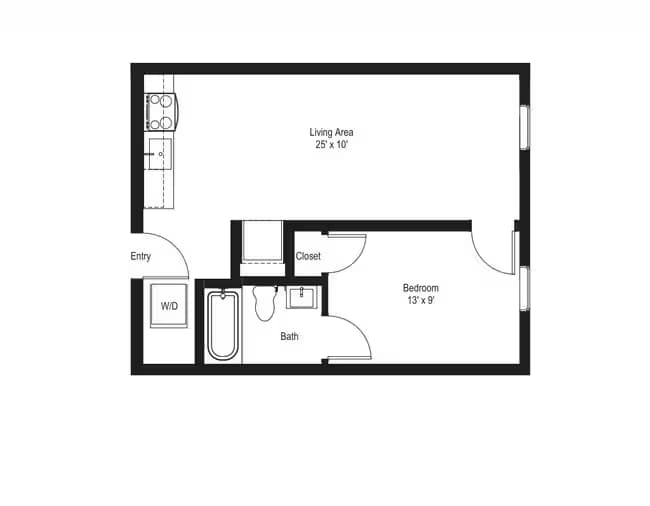 1 Bedroom 421 floor plan