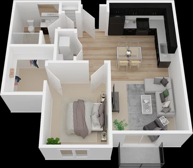 1x1 A1 211 floor plan