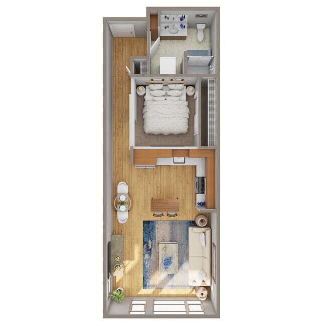 Open 1 Bed, 1 Bath - J 323 floor plan