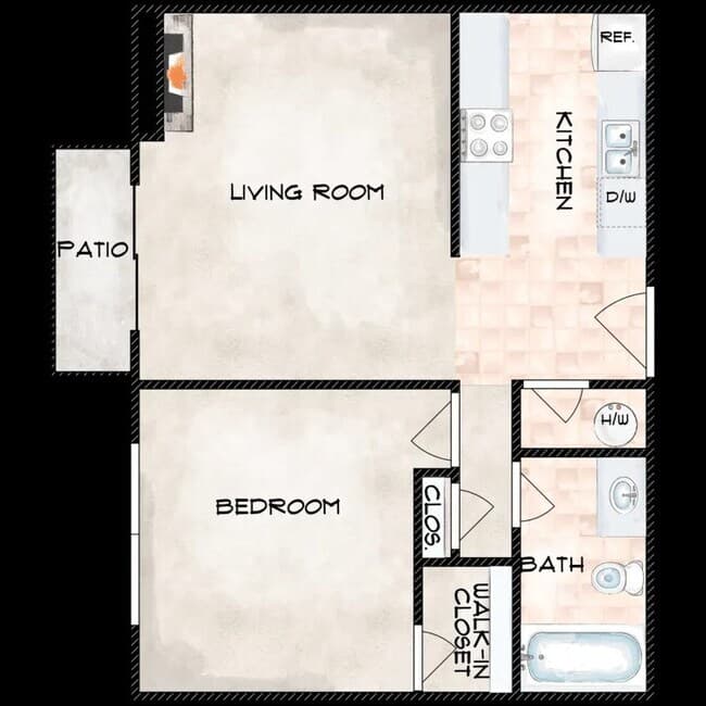 1*1 166 floor plan