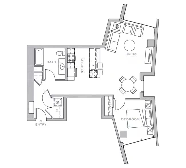 1x1 A1 1501 floor plan