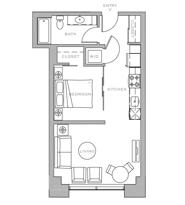 Open 1x1 C1 1704 floor plan