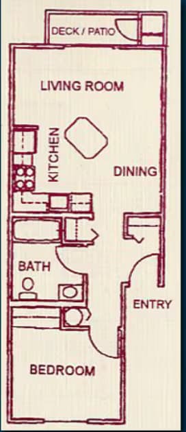 1 Bedroom 1 Bath M-105 floor plan