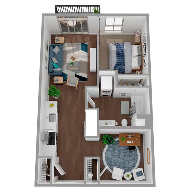 1x1 + Den - a75.1 319 floor plan