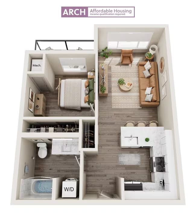 A3 Affordable One Bedroom 306 floor plan
