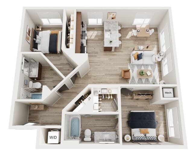 B12 Two Bedroom 258 floor plan