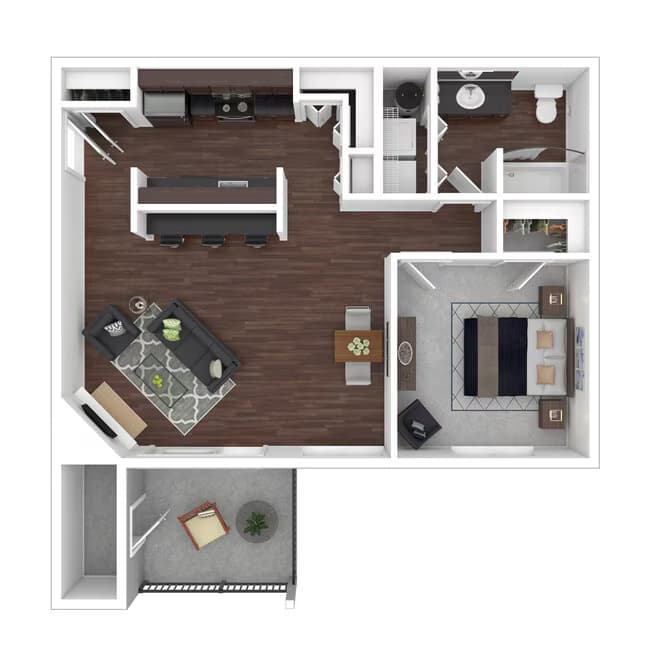 1x1B AUCMWH floor plan