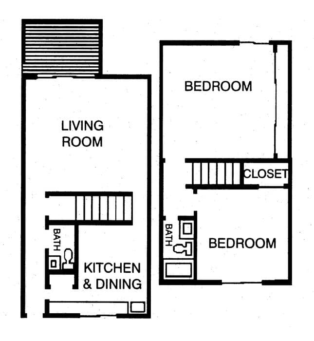 2 Bed 1.5 Bath LYN-03 floor plan