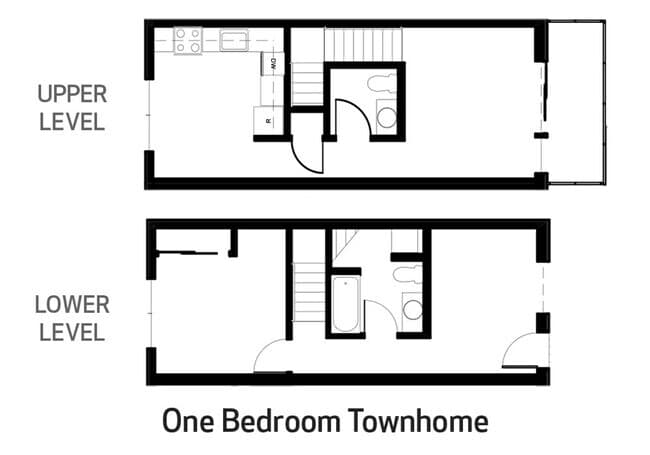 One Bedroom + Den Townhome 509 floor plan