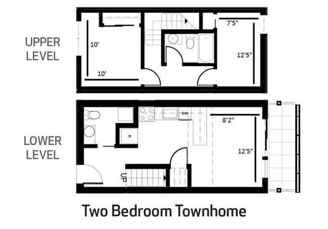 2 beds 1.5 baths (837 sqft) 329 floor plan