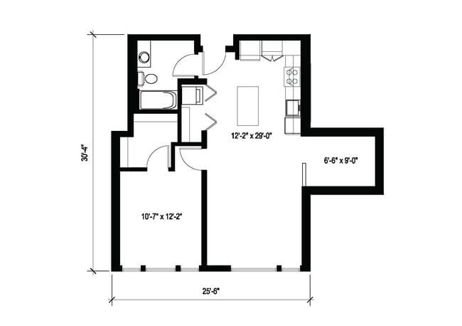 1x1 Den D3 426 floor plan