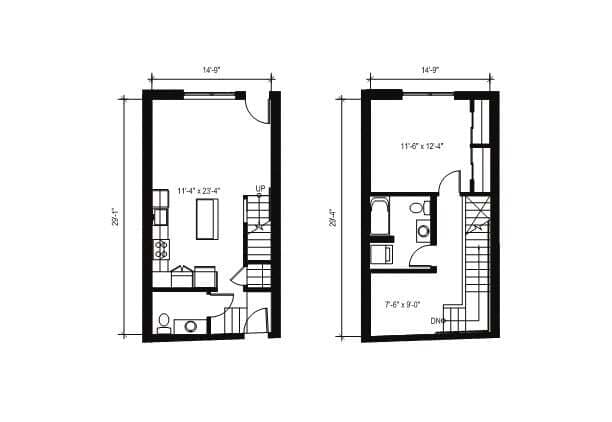 1x1.5 Den Townhome TH4 141 floor plan