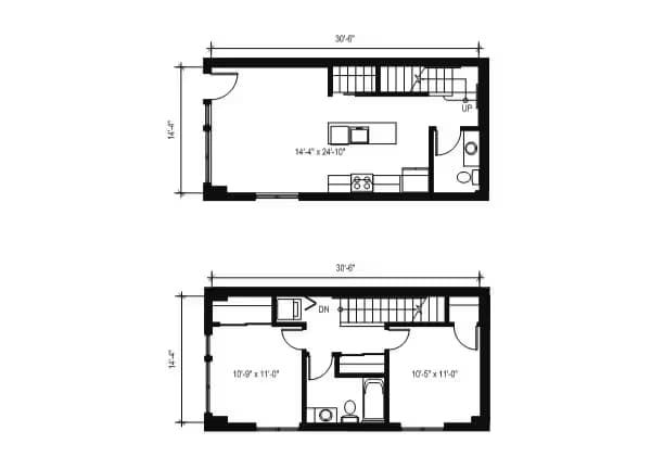 2x1.5 Townhome TH6 117 floor plan