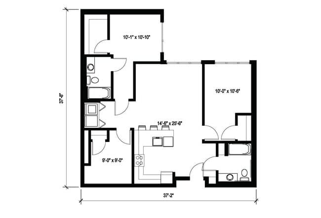 2x2 Den E8 541 floor plan