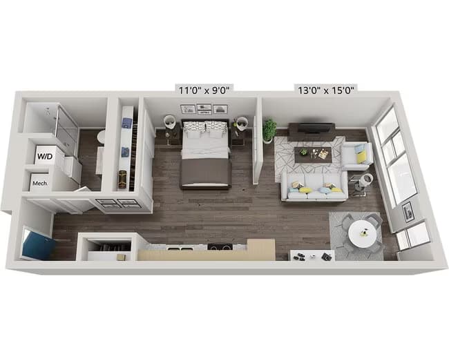 One Bedroom A1E 0511 floor plan