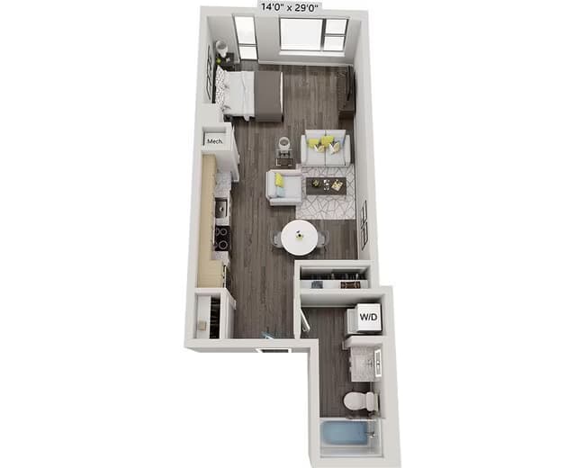 Studio E1I 1007 floor plan