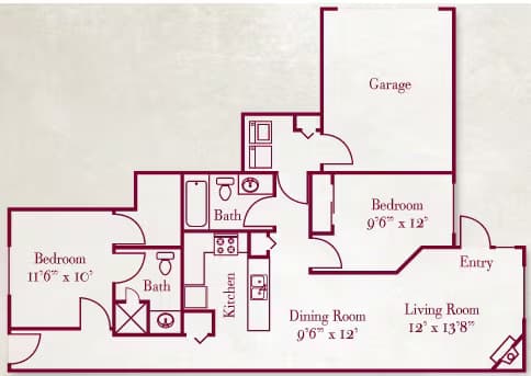 Plan D with Garage floor plan