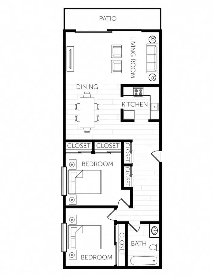 Two Bedroom Large B211 floor plan