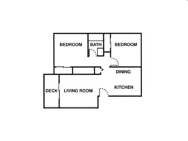 2 Bedroom 1 Bath R201 floor plan