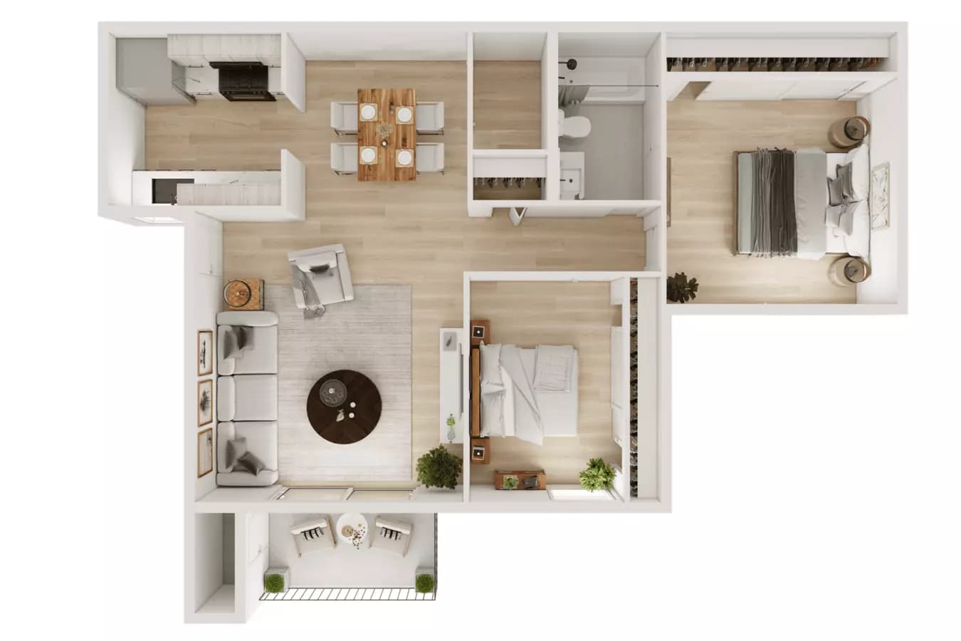 2 Bed 1 Bath Classic Remodel 801 floor plan