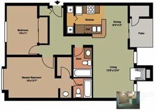 2 Bedroom / 2 Bathroom K103 floor plan
