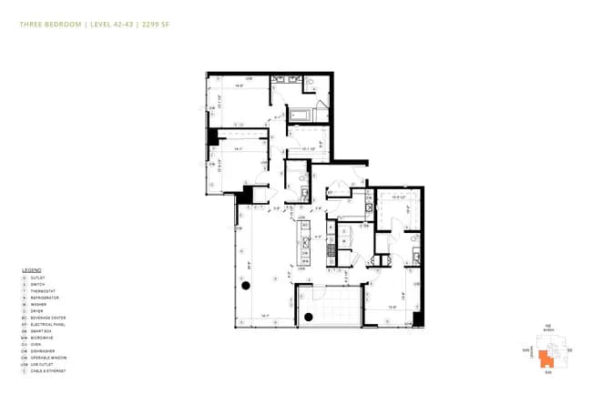 3 Bedroom D2PH 4304 floor plan