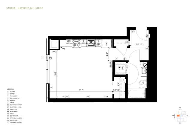 Studio S1 701 floor plan