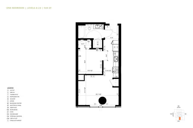 Urban 1 Bedroom U1 1803 floor plan