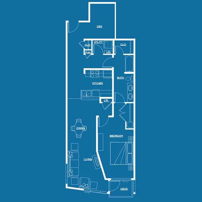 1 Bed 1 Bath 419 floor plan