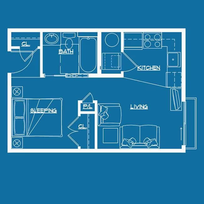 Studio 208 floor plan