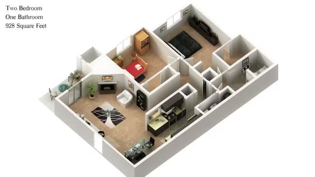 2x1B G304 floor plan
