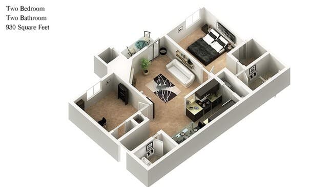 2x2B I301 floor plan