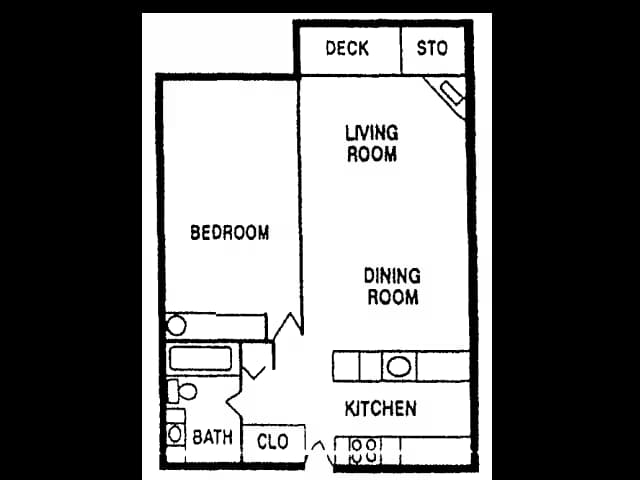 One Bedroom B111 floor plan