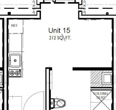 Studio - 212 sqft 15 floor plan