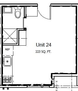 Studio - 223 sqft 25 floor plan
