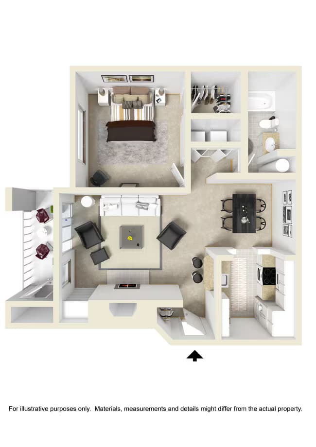 1 Bedroom 1 Bath Z302 floor plan