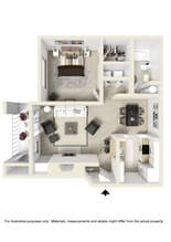 1 Bedroom 1 Bath Y302 floor plan