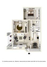 2 Bedroom 1 Bath U201 floor plan