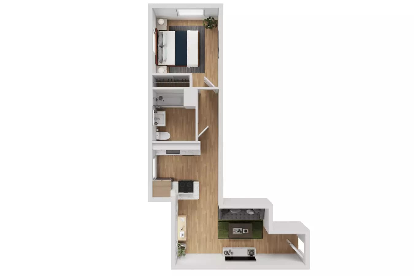 Affordable One Bedroom 611 floor plan