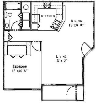 1x1 W/D C107 floor plan