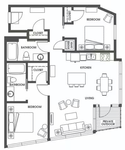 Two Bedroom Two Bath B7 301 floor plan