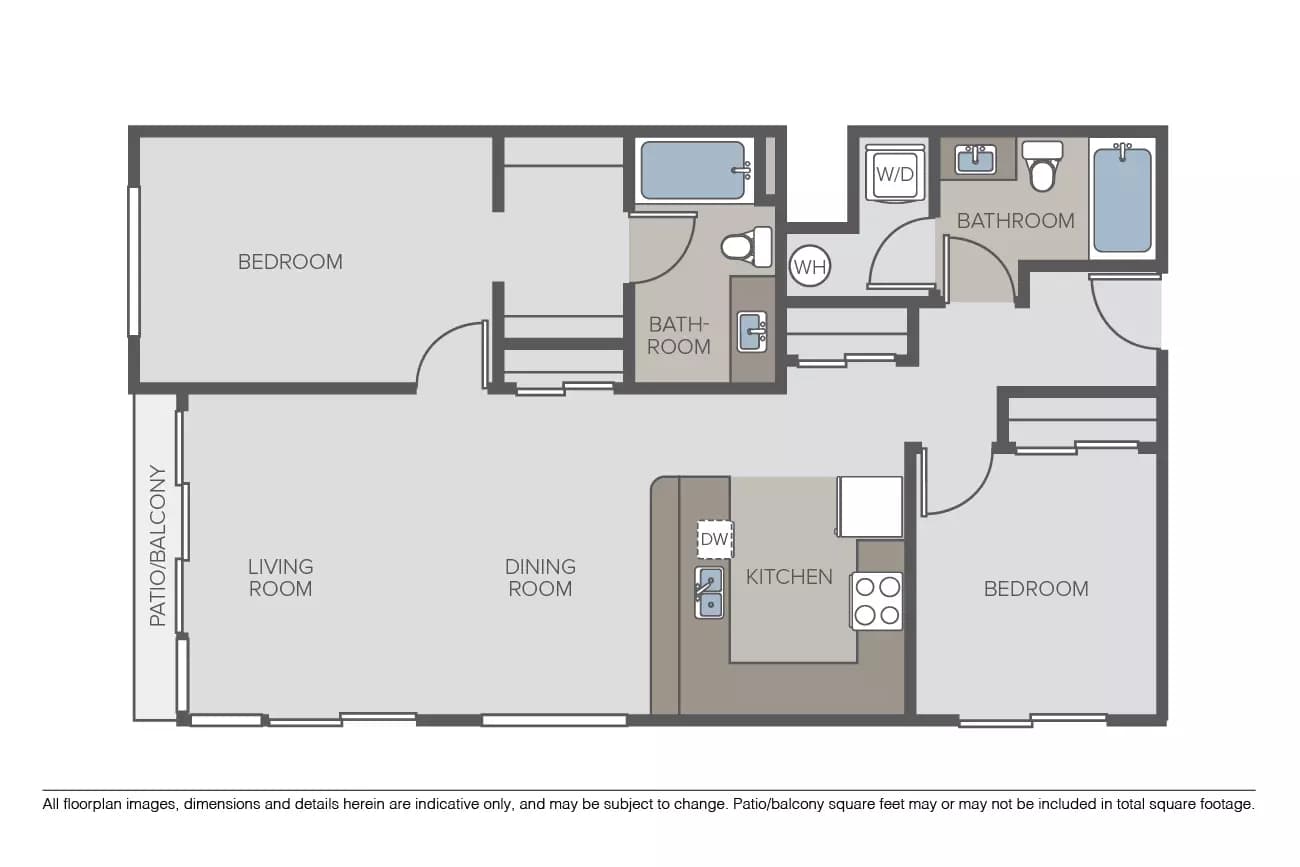 2 Bed 2 Bath CP611 floor plan