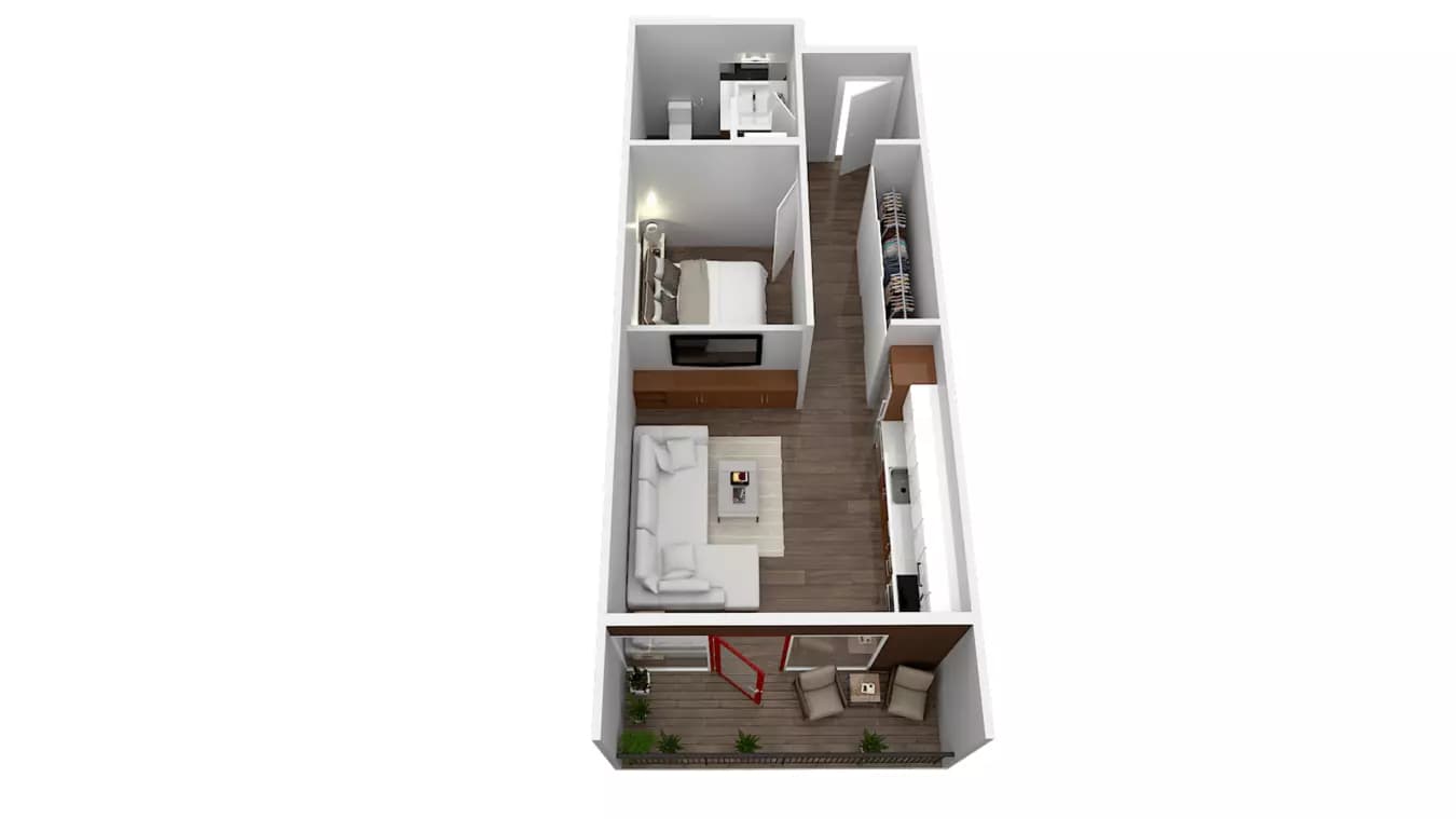 O1x1 w/ HUGE BALCONY 414 floor plan